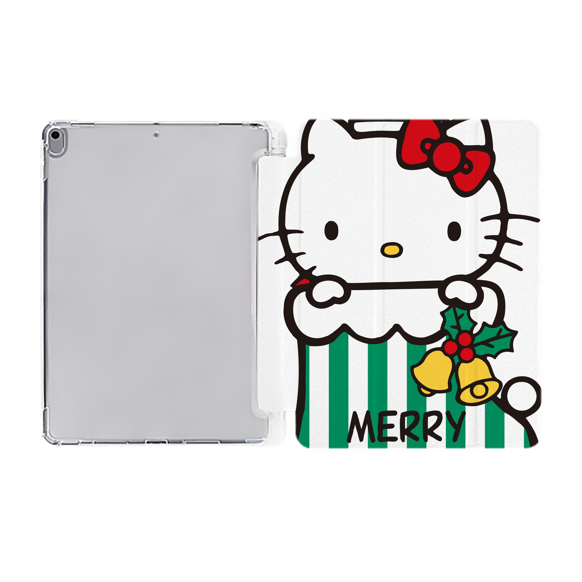 （画像用） Hello Kitty ハローキティ IPad ケース ペン収納付き 三つ折りスタンド PUレザー×シリコン 対応機種9.5/10.5/10.9インチ